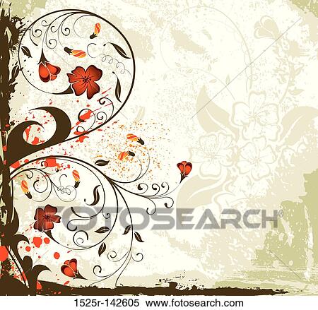 Grunge flower background View Large Illustration Stock Illustration - Grunge flower background. Fotosearch