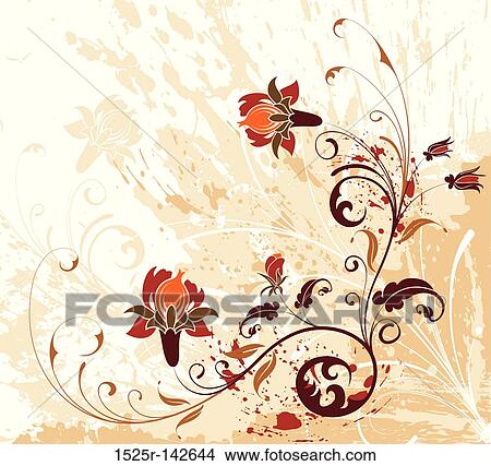 Grunge flower background View Large Illustration Stock Illustration - Grunge flower background. Fotosearch