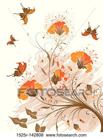 Grunge flower background View Large Illustration Stock Illustration - Grunge flower background. Fotosearch