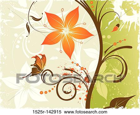 Grunge flower background View Large Illustration Stock Illustration - Grunge flower background. Fotosearch