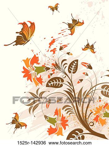 Grunge flower background View Large Illustration Stock Illustration - Grunge flower background. Fotosearch