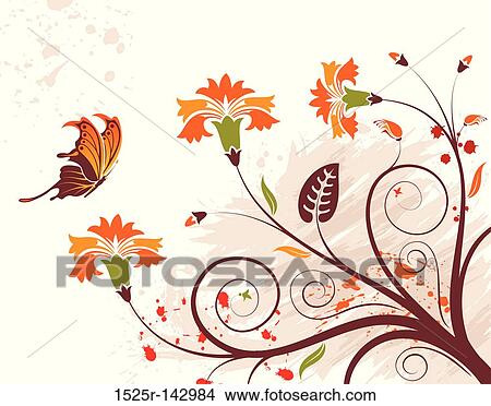 Stock Illustration - Grunge flower background. Fotosearch