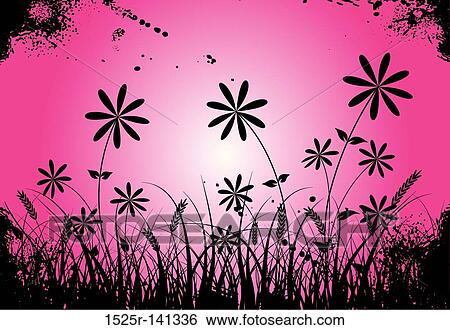 Grunge grass and flower, vector View Large Illustration Stock Illustration - Grunge grass and flower, vector. Fotosearch