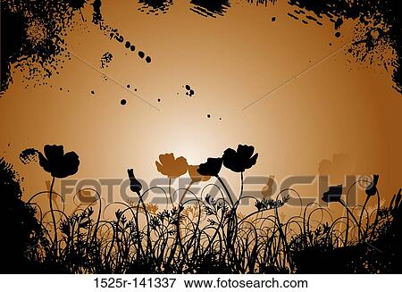 Grunge grass and poppy, vector illustration View Large Illustration Stock Illustration - Grunge grass and poppy, vector illustration. Fotosearch