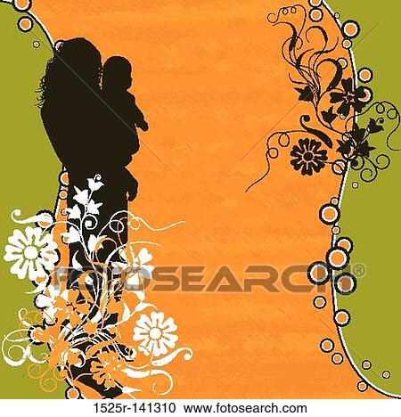 Grunge mother, floral background, vector View Large Illustration Clipart - Grunge mother, floral background, vector. Fotosearch