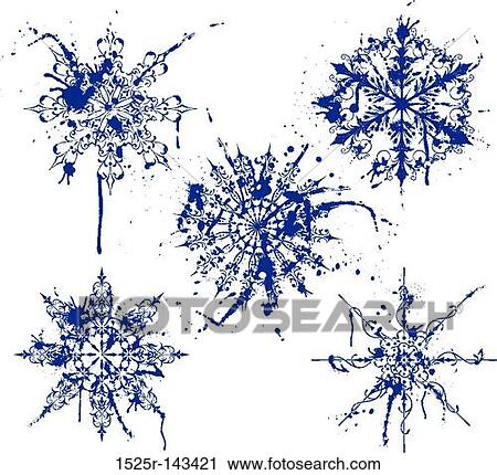 Clip Art - Grunge paint snowflakes, elements for design, vector. Fotosearch