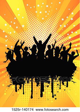 grunge party crowd View Large Illustration Stock Illustration - grunge party crowd. Fotosearch