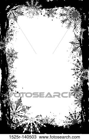 Drawing - Grunge snowflakes frame, vector. Fotosearch
