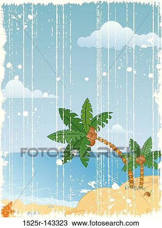 Drawing - Grunge summer background. Fotosearch