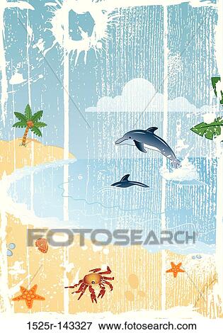 Stock Illustration - Grunge summer background. Fotosearch