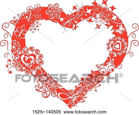 Stock Illustration - Grunge valentine frame, heart, vector. Fotosearch