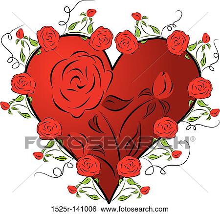 Heart with a rose, vector View Large Illustration Stock Illustration - Heart with a rose, vector. Fotosearch