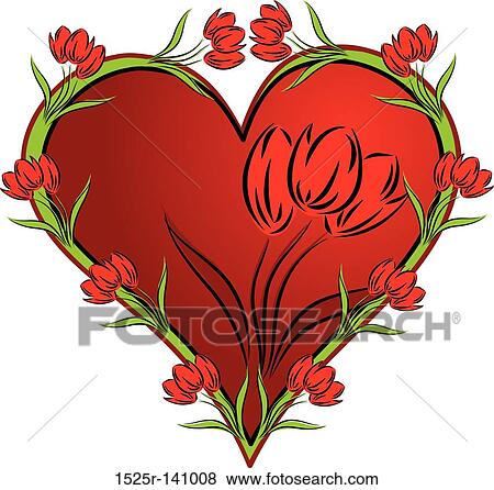 Heart with a tulip, vector View Large Illustration Stock Illustration - Heart with a tulip, vector. Fotosearch