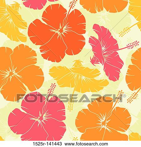 Hibiscus seamless pattern, vector View Large Illustration Drawing - Hibiscus seamless pattern, vector. Fotosearch