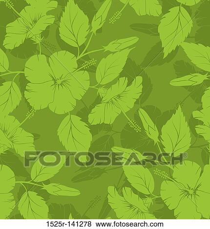 Stock Illustration - Hibiscus seamless pattern, vector. Fotosearch