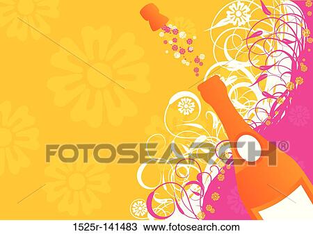 Drawing - Holiday sparks of a champagne, vector. Fotosearch