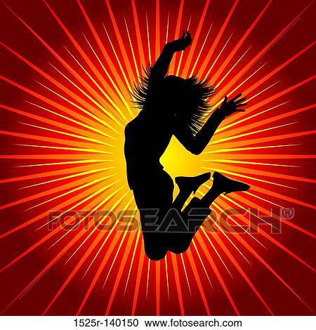 jumping female View Large Illustration Clipart - jumping female. Fotosearch