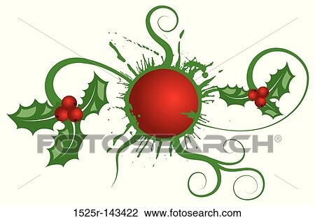 Drawing - Mistletoe grunge frame, elements for design, vector. Fotosearch