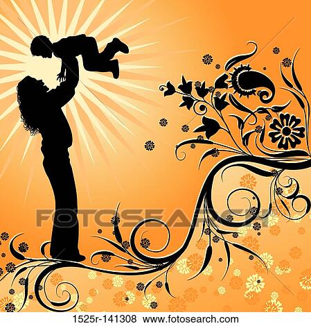 Stock Illustration - Mother, floral background, vector. Fotosearch