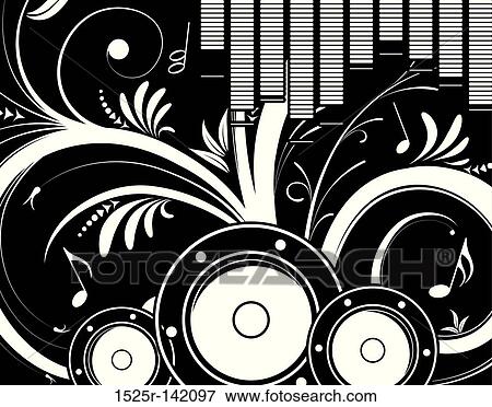 Music floral background View Large Illustration Stock Illustration - Music floral background. Fotosearch