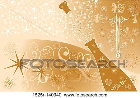New year's background with clock and sparks of a champagne, vector View Large Illustration Clipart - New year's background with clock and sparks of a champagne, vector. Fotosearch