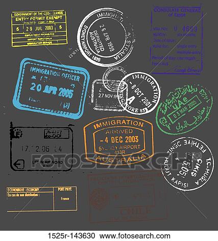 Clipart - Passport stamps 02. Fotosearch