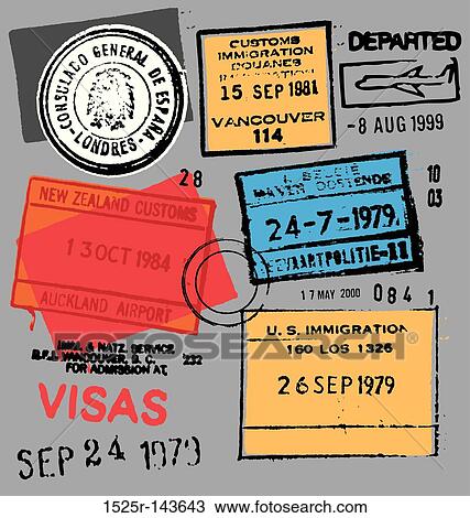Passport stamps 05 View Large Illustration Drawing - Passport stamps 05. Fotosearch