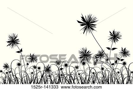 Pasto o césped, y, flor, vector Dibujo | 1525r-141333 | Fotosearch
