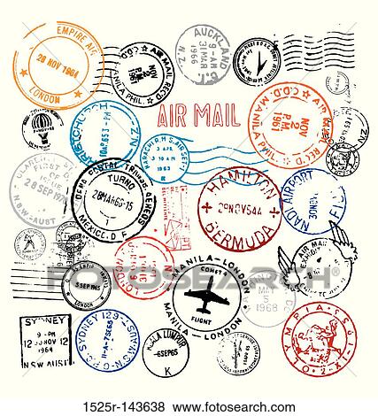 Stock Illustration - Postmarks(ill8). Fotosearch