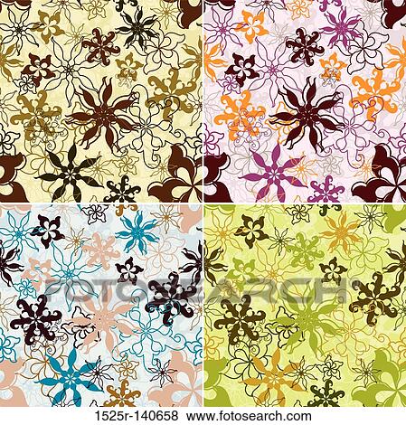 Retro floral pattern, seamless, vector View Large Illustration Stock Illustration - Retro floral pattern, seamless, vector. Fotosearch