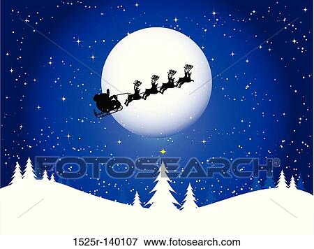 Stock Illustration - santa in the sky. Fotosearch