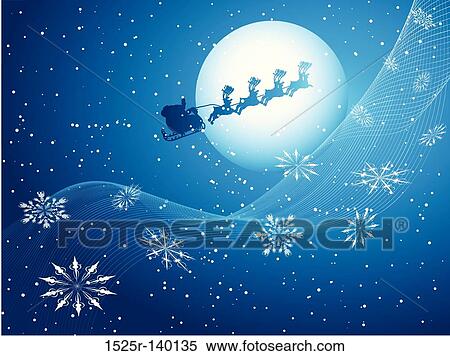 Stock Illustration - santa in the sky. Fotosearch