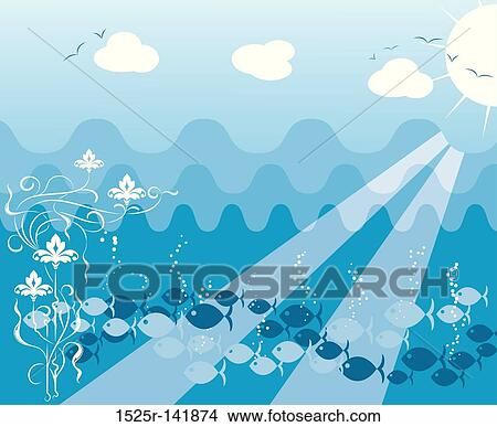Stock Illustration - Sea background. Fotosearch