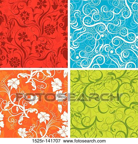 Stock Illustration - Seamless floral pattern, vector. Fotosearch