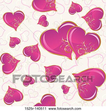 Seamless hearts pattern, vector View Large Illustration Clip Art - Seamless hearts pattern, vector. Fotosearch