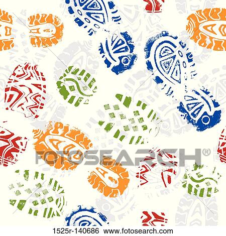 Stock Illustration - Seamless pattern, prints of foots of the child, vector. Fotosearch