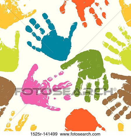 Stock Illustration - Seamless pattern, prints of hands of the child, vector. Fotosearch