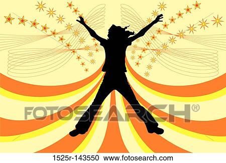 Silhouette happy girl View Large Illustration Clipart - Silhouette happy girl. Fotosearch