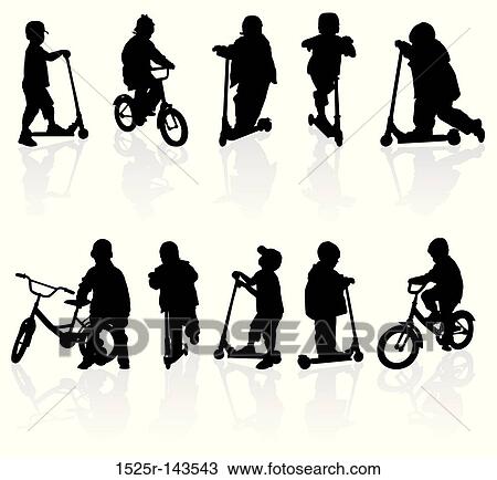 Drawing - Silhouettes children. Fotosearch