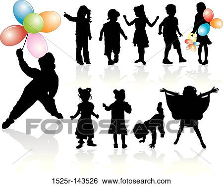 Silhouettes children View Large Illustration Stock Illustration - Silhouettes children. Fotosearch