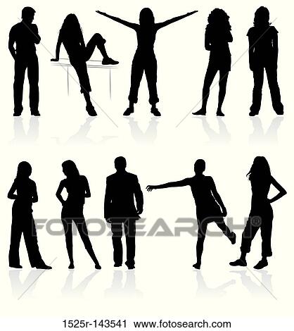 Silhouettes man and women View Large Illustration Clip Art - Silhouettes man and women. Fotosearch