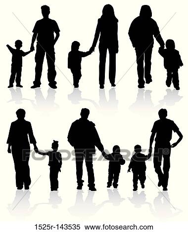 Silhouettes of parents with children View Large Illustration Stock Illustration - Silhouettes of parents with children. Fotosearch