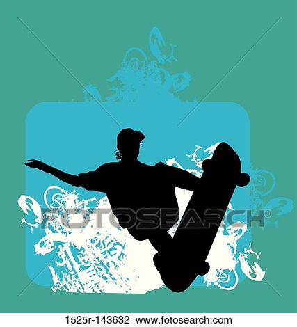 Drawing - skater indie backside grab. Fotosearch