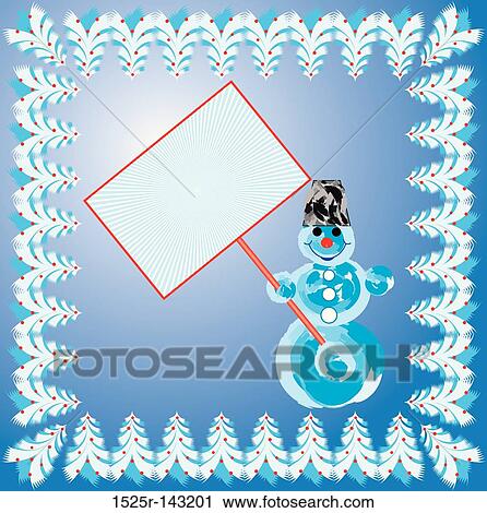 Clip Art - Snow man background, vector. Fotosearch