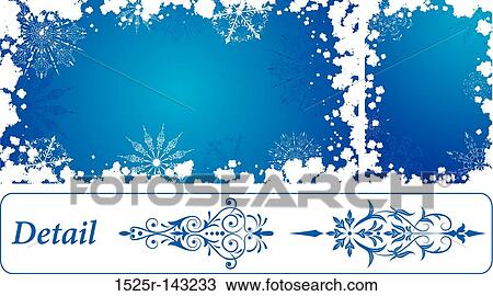 Drawing - Snowflake grunge frame, elements for design, vector. Fotosearch