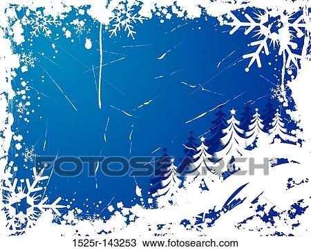 Drawing - Snowflake grunge frame, elements for design, vector. Fotosearch