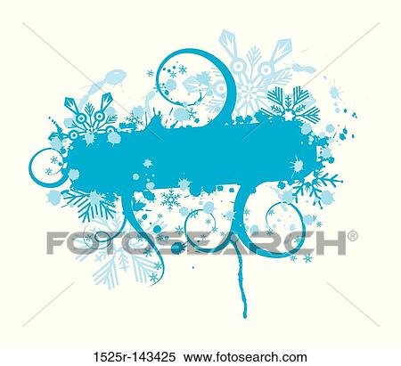 Stock Illustration - Snowflake grunge frame, elements for design, vector. Fotosearch