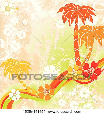 Stock Illustration - Summer scene, palms, vector. Fotosearch