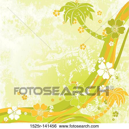 Summer scene, palms, vector View Large Illustration Stock Illustration - Summer scene, palms, vector. Fotosearch