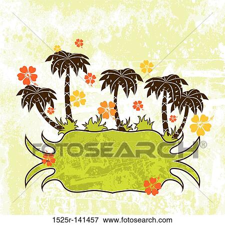 Summer scene, palms, vector View Large Illustration Stock Illustration - Summer scene, palms, vector. Fotosearch